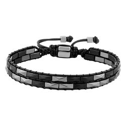Pulsera Algodón Negro Argyor MRM (AC)403A19 Piedras Hematita & Acero Negro