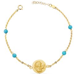 Pulsera Angelito Bolas Turquesa Oro 18kts 14mm 22382