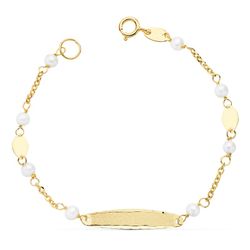 Pulseira para bebê 18kts Ouro Slave Comunhão Pérolas 15cm 16338