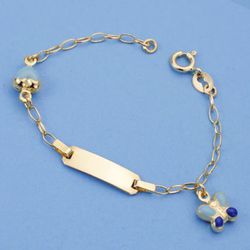 Pulsera Bebe Oro 18kts Esclava Mariposa y Corazón 13cm 26001161