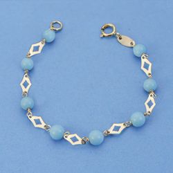 Pulsera Bebe Oro 18kts Turquesa 12,5cm 11000057-T