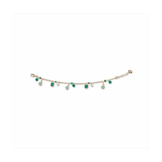 Bronze Bracelet 18+3cm Sovrani J9047 Gold Veronique Green Stones