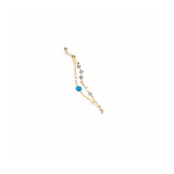 Pulsera Bronce Dorado Sovrani Mujer J11507 Doble C. Bolas En Brillo & Circonitas Azules 18+3cm