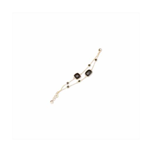 Pulsera Bronce Dorado Sovrani Mujer J11518 Piedras Negras 18+3cm