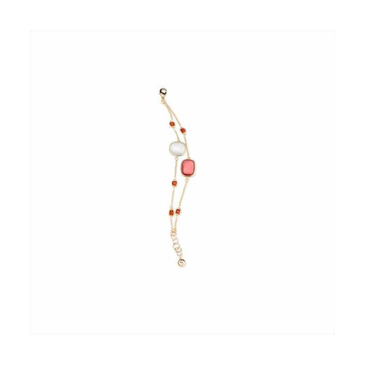 Pulsera Bronce Dorado Sovrani Mujer J11523 Piedras Rojas C. Madre Perla 19+3cm