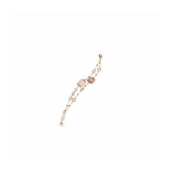 Pulsera Bronce Dorado Sovrani Mujer J11534 Doble C. Bolas En Brillo & Circonitas Rosa 18+3cm
