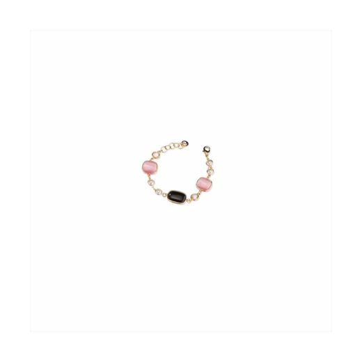 Pulsera Bronce Dorado Sovrani Mujer J11547 Piedras Rosa Bicolor Negra 18+3cm