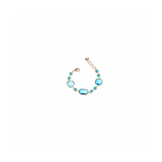 Pulsera Bronce Dorado Sovrani Mujer J11554 Circonitas Azules 19+3cm