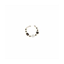 Pulsera Bronce Dorado Sovrani Mujer J11559 Circonitas Negras & Perla 19+3cm