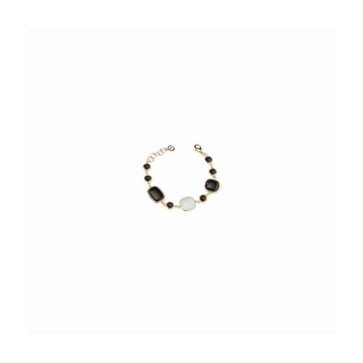 Pulsera Bronce Dorado Sovrani Mujer J11559 Circonitas Negras & Perla 19+3cm