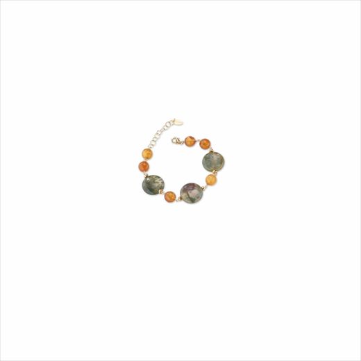 Pulsera Bronce Dorado Sovrani Mujer J11917 Piedras Verdes Bicolor Rosa 16+5cm