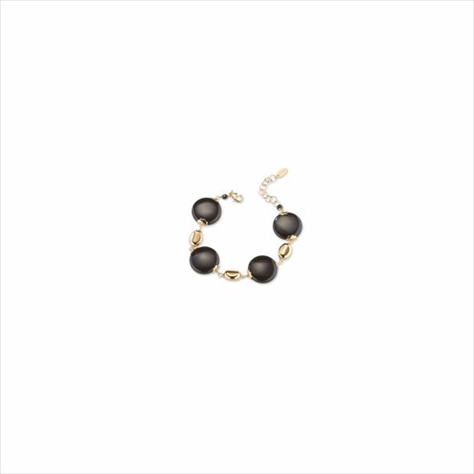 Pulsera Bronce Dorado Sovrani Mujer J11941 Bolas Negras 16+5cm