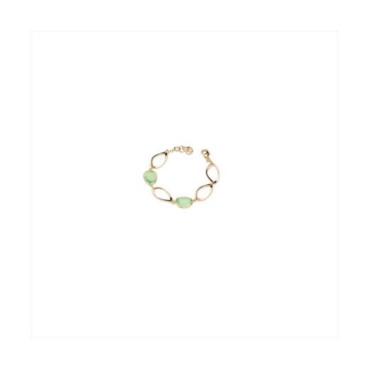 Pulsera Bronce Dorado Sovrani Mujer J12357 Piedras Verde Agua C. Óvalos Calados 18+3cm