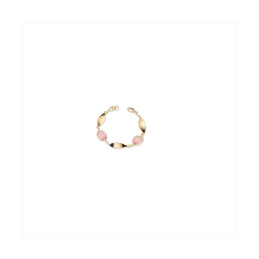 Pulsera Bronce Dorado Sovrani Mujer J12369 Piedras Rosas C. Óvalos Alargados Lisos 18+3cm