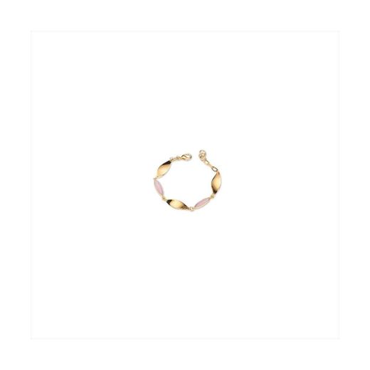 Pulsera Bronce Dorado Sovrani Mujer J12378 Piedras Rosa Ovalos Alargados C. Circonitas 18+3cm