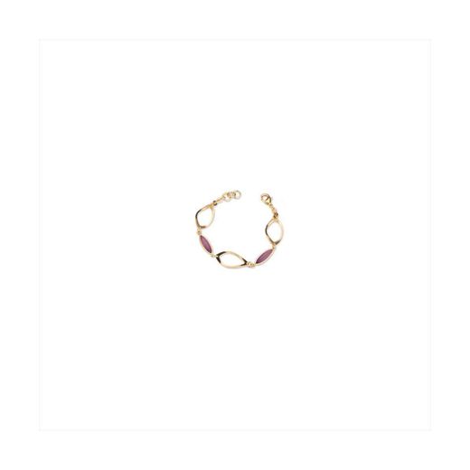 Pulsera Bronce Dorado Sovrani Mujer J12387 Piedras Lila C. Óvalos Calados 18+3cm