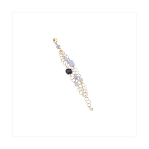 Pulsera Bronce Dorado Sovrani Mujer J12421 Piedras Lila Bicolor Negra 17+4cm