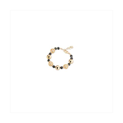 Pulsera Bronce Dorado Sovrani Mujer J12424 Nolas Negras Bicolor Doradas 18+4cm
