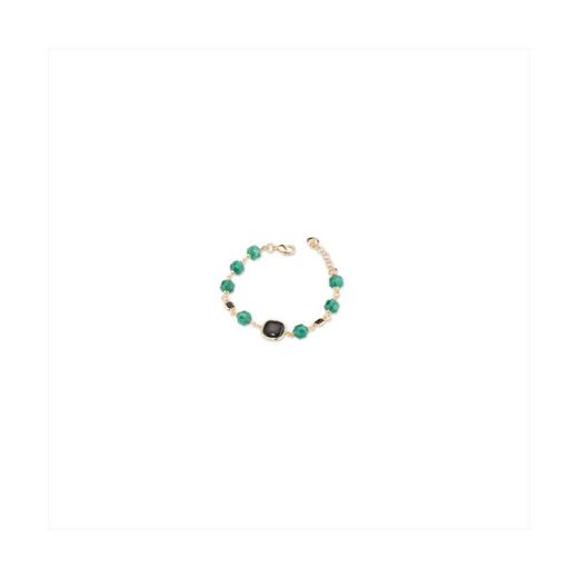 Pulsera Bronce Dorado Sovrani Mujer J12442 Piedras Verdes Bicolor Negra 18+4cm