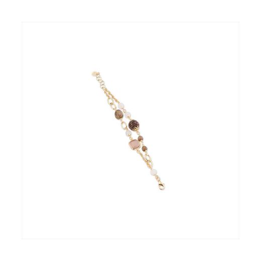 Pulsera Bronce Dorado Sovrani Mujer J12451 Piedras Marrones 17+4cm