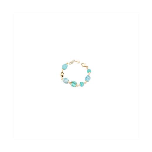 Pulsera Bronce Dorado Sovrani Mujer J12454 Piedras Azules 18+4cm
