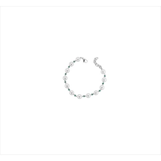 Pulsera Bronce Sovrani Mujer J12617 Perlas & Circonitas Verdes 19+3cm