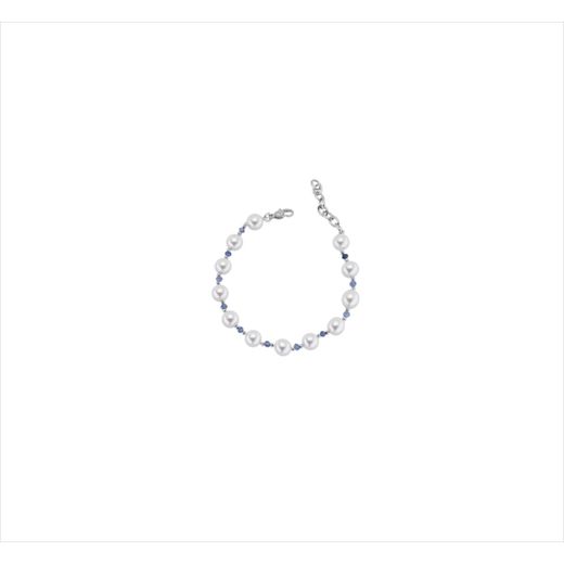 Pulsera Bronce Sovrani Mujer J12620 Perlas & Circonitas Azules 19+3cm