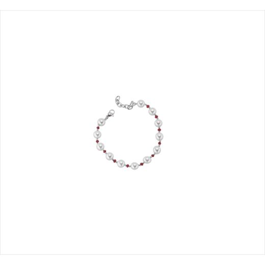Pulsera Bronce Sovrani Mujer J12623 Perlas & Circonitas Rosa 19+3cm