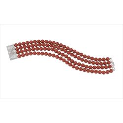 Pulsera Bronce Sovrani Mujer J12646 Perlas Rojas 19,5cm
