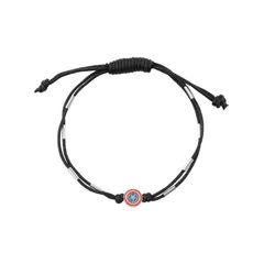 Captain America Silberarmband MAG1015B Schwarzes Seil