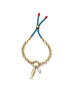 Pulsera Cordón - Acero Dorado Viceroy Mujer 14362P01012 Perla Natural & Pez Colgante