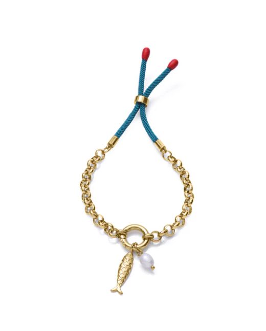 Pulsera Cordón - Acero Dorado Viceroy Mujer 14362P01012 Perla Natural & Pez Colgante
