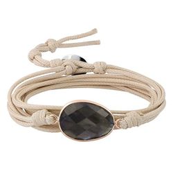 Pulsera Cordón Algodón Blanco - Acero Argyor MRM (AC)403A56 Plaqué Labradorita