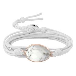 Pulsera Cordón Algodón Blanco - Acero Argyor MRM (AC)403A57 Plaqué Howlita