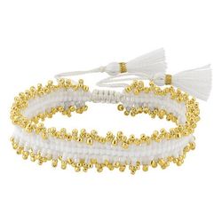 Pulsera Cordón Algodón Blanco - Acero Dorado Argyor MRM (AC)403A70 Plaqué Blanco