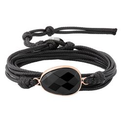 Pulsera Cordón Algodón Negro - Acero Argyor MRM (AC)403A58 Plaqué Agata Negro