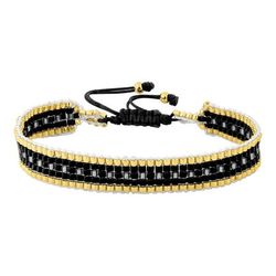 Pulsera Cordón Algodón Negro - Acero Dorado Argyor MRM (AC)403A61 Plaqué Negro