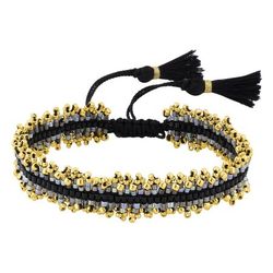 Pulsera Cordón Algodón Negro - Acero Dorado Argyor MRM (AC)403A71 Plaqué Negro