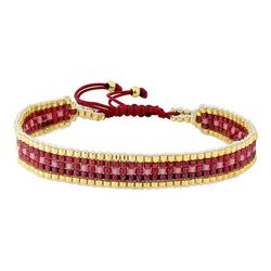 Pulsera Cordón Algodón Rojo - Acero Dorado Argyor MRM (AC)403A63 Plaqué Rojo
