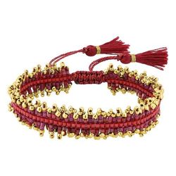Pulsera Cordón Algodón Rojo - Acero Dorado Argyor MRM (AC)403A67 Plaqué Rojo