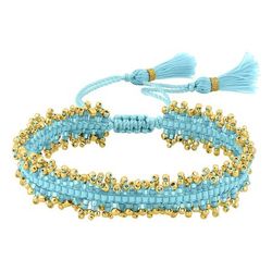 Pulsera Cordón Algodón Turquesa - Acero Dorado Argyor MRM (AC)403A68 Plaqué Turquesa