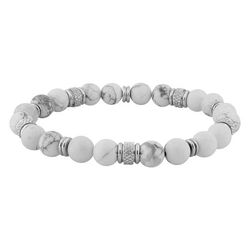 Pulsera Cordón Negro Argyor MRM (AC)403A15 Piedras Howlita Blanca
