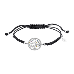 Pulsera Cordón Negro - Plata Lotus LP1896-2/2 Árbol De La Vida Circonitas Multicolor