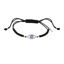 Pulsera Cordón Negro - Plata Lotus LP1970-2/2 Ojo Turco Circonitas