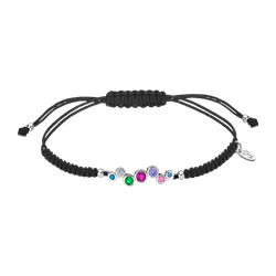 Pulsera Cordón Negro - Plata Lotus LP1979-2/4 Circonitas Multicolor