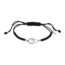 Pulsera Cordón Negro - Plata Lotus LP1990-2/2 Aros Circonitas Entrelazados