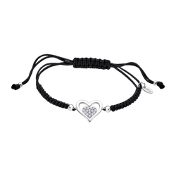 Pulsera Cordón Negro - Plata Lotus LP3124-2/2 Corazón Circonitas