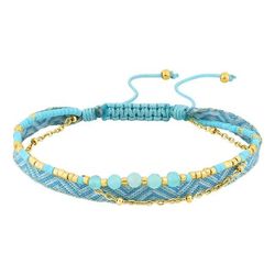 Pulsera Cordón Nylon Azul Argyor MRM (AC)403A33 Piedras Miyuki Aguamarina