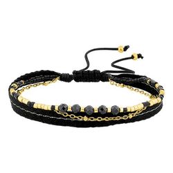 Pulsera Cordón Nylon Negro Argyor MRM (AC)403A35 Piedras Miyuki Spinel Sintético