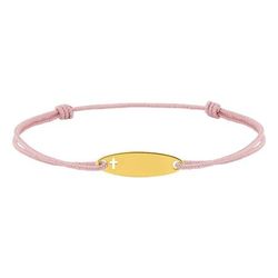Pulsera Cordón Rosado-Metal Chapado Oro Argyor MRM (CH)133776 Placa Cruz